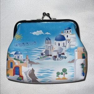 Greece Themed Blue and White Coin Purse